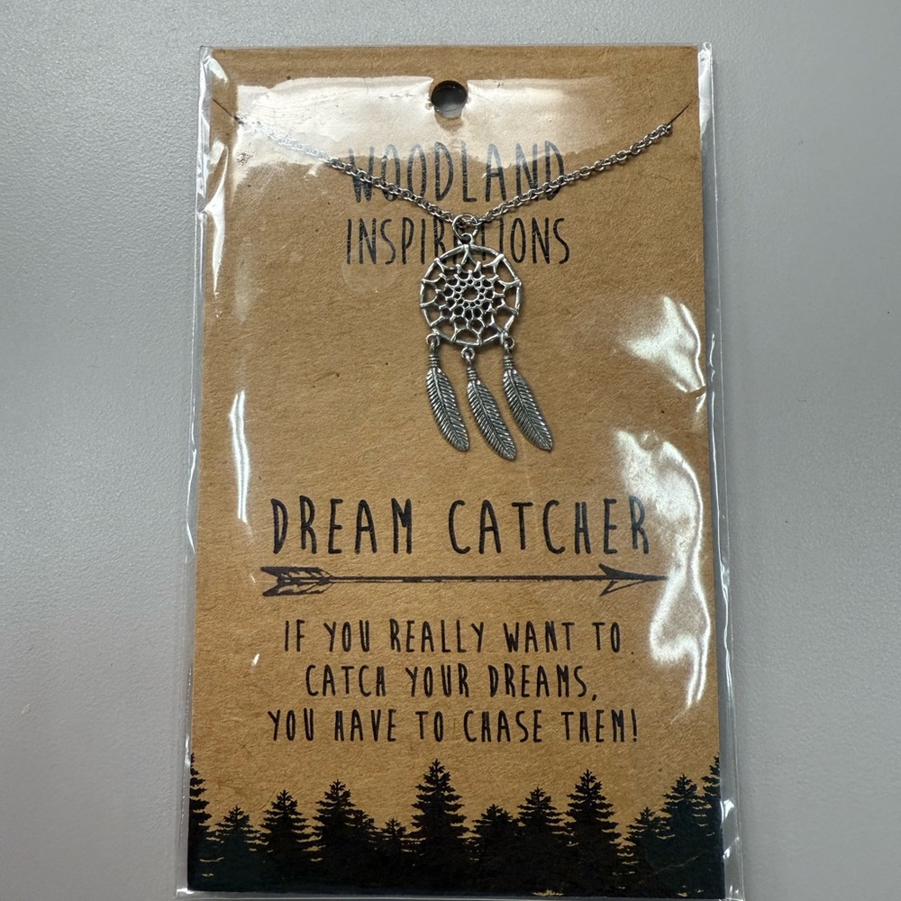 Woodland Inspiration Dream Catcher Necklace Pewter